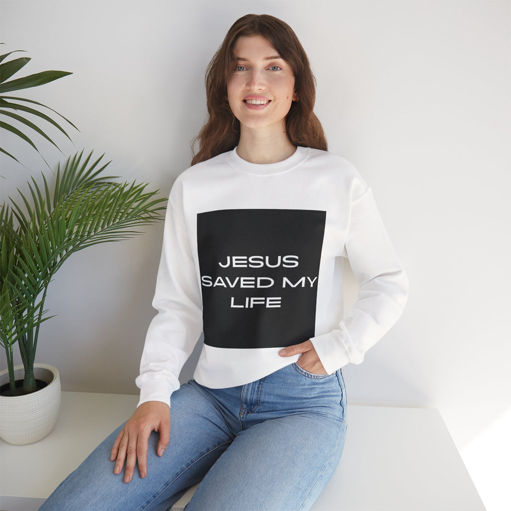 "Jesus Saved My Life" Unisex Heavy Blend™ Crewneck Sweatshirt