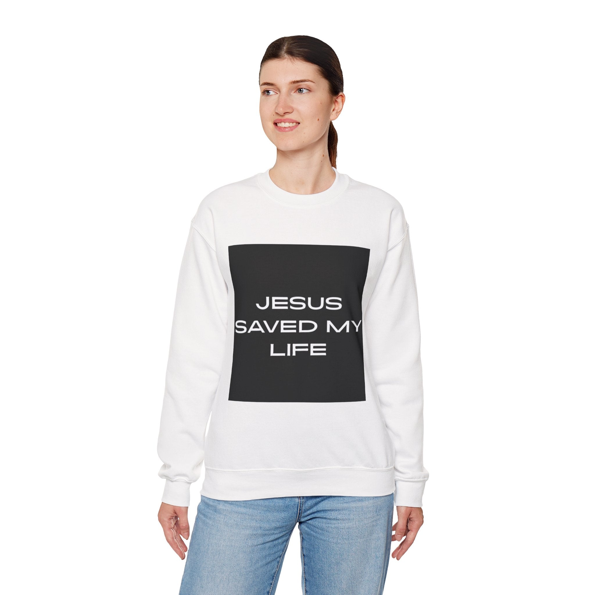 "Jesus Saved My Life" Unisex Heavy Blend™ Crewneck Sweatshirt